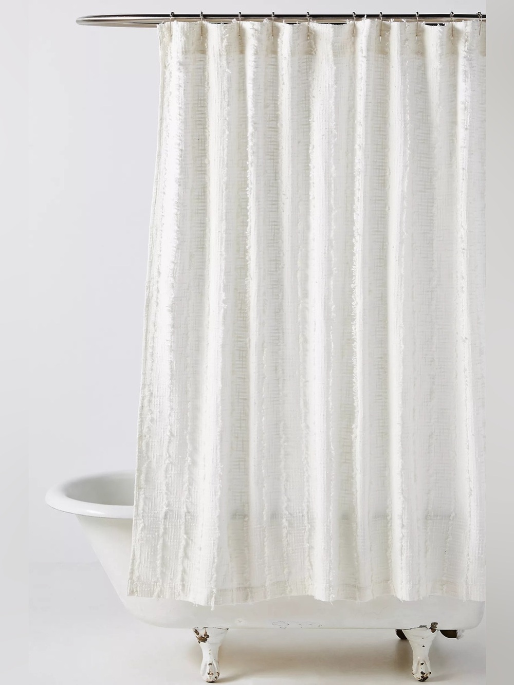 Anthropologie Ashley Woven Textured Shower Curtain Grey